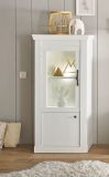 Vitrine Fiastra in wei� Pinie Landhaus Vitrinenschrank 70 x 146 cm, Soft-Close-Funktion