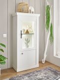 Vitrine Fiastra in wei� Pinie Landhaus Vitrinenschrank 70 x 146 cm, Soft-Close-Funktion