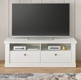 TV-Lowboard Fiastra in wei� Pinie Landhaus TV Unterteil 132 cm, Soft-Close-Funktion