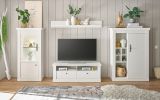 TV-Lowboard Fiastra in wei� Pinie Landhaus TV Unterteil 132 cm, Soft-Close-Funktion