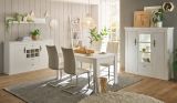 Highboard Fiastra in wei� Pinie Landhaus Vitrine 140 x 146 cm, Soft-Close-Funktion