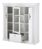 Highboard Fiastra in wei� Pinie Landhaus Vitrine 140 x 146 cm, Soft-Close-Funktion