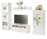 Wohnwand Fiastra in wei� Pinie Landhaus Wohnkombination 4-teilig, Soft-Close-Funktion