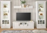 Wohnwand Fiastra in wei� Pinie Landhaus Wohnkombination 4-teilig, Soft-Close-Funktion