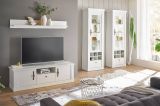 Wohnwand Fiastra in wei� Pinie Landhaus Wohnkombination 4-teilig, Soft-Close-Funktion