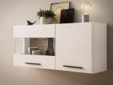 H�ngevitrine Lavell in wei� matt und Evoke Eiche Vitrine h�ngend 120 cm, Soft-Close-Funktion