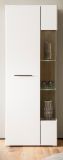 Vitrine Lavell in wei� matt und Evoke Eiche Vitrinenschrank 72 x 200 cm, Soft-Close-Funktion