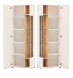 Vitrine Lavell in wei� matt und Evoke Eiche Vitrinenschrank 72 x 200 cm, Soft-Close-Funktion