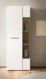 Vitrine Lavell in wei� matt und Evoke Eiche Vitrinenschrank 72 x 200 cm, Soft-Close-Funktion