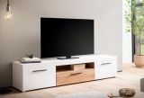 TV-Lowboard Lavell in wei� matt und Evoke Eiche TV Unterteil 205 cm, Soft-Close-Funktion