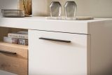 Sideboard Lavell in wei� matt und Evoke Eiche Kommode 205 cm, Soft-Close-Funktion
