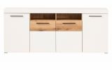 Sideboard Lavell in wei� matt und Evoke Eiche Kommode 205 cm, Soft-Close-Funktion