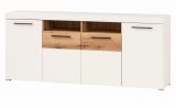 Sideboard Lavell in wei� matt und Evoke Eiche Kommode 205 cm, Soft-Close-Funktion
