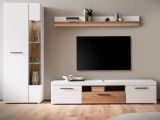 Wohnwand Lavell in wei� matt und Evoke Eiche Wohnkombination 3-teilig, Soft-Close-Funktion