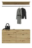 Garderobe Set 3-teilig Line-Up in Artisan Eiche Kommode und Kleiderstange 121 cm