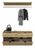 Garderobe Set 3-teilig Line-Up in Artisan Eiche Kommode und Kleiderstange 121 cm