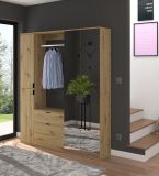 Garderobenschrank mit Spiegel Line-Up in Artisan Eiche Mehrzweckschrank 122 x 193 cm