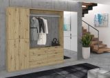 Garderobe Set Line-Up in Artisan Eiche Garderobenschrank mit Spiegel 243 x 193 cm