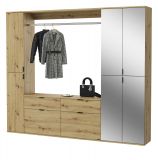 Garderobe Set Line-Up in Artisan Eiche Garderobenschrank mit Spiegel 212 x 193 cm