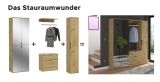 Garderobe Set Line-Up in Artisan Eiche und wei� Hochglanz Garderobenschrank mit Spiegel 243 x 193 cm