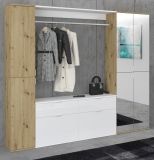Garderobe Set Line-Up in Artisan Eiche und wei� Hochglanz Garderobenschrank mit Spiegel 212 x 193 cm