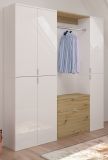 Garderobe SystemX in wei� Hochglanz und Artisan Eiche Garderobenschrank 152 x 193 cm
