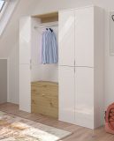 Garderobe SystemX in wei� Hochglanz und Artisan Eiche Garderobenschrank 152 x 193 cm