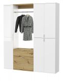 Garderobe SystemX in wei� Hochglanz und Artisan Eiche Garderobenschrank 152 x 193 cm