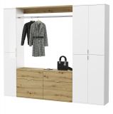 Garderobe SystemX in wei� Hochglanz und Artisan Eiche Garderobenschrank 212 x 193 cm