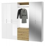 Garderobe mit Spiegel SystemX in wei� Hochglanz und Artisan Eiche Garderobenschrank 213 x 193 cm