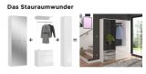 Garderobe mit Spiegel SystemX in wei� Hochglanz und Artisan Eiche Garderobenschrank 213 x 193 cm