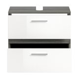 Waschbeckenunterschrank Bailey in wei� Hochglanz und Rauchsilber grau Badezimmer Unterschrank 60 cm