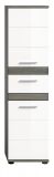 Badezimmer Midischrank Bailey in wei� Hochglanz und Rauchsilber grau Badschrank 35 x 137 cm