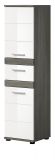 Badezimmer Midischrank Bailey in wei� Hochglanz und Rauchsilber grau Badschrank 35 x 137 cm