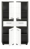 Badezimmer Midischrank Bailey in wei� Hochglanz und Rauchsilber grau Badschrank 35 x 137 cm