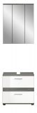 Badm�bel Set 2-teilig Bailey in wei� Hochglanz und Rauchsilber grau Badkombination Breite 60 cm
