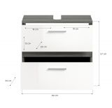 Badm�bel Set 3-teilig Bailey in wei� Hochglanz und Rauchsilber grau Badkombination 146 x 191 cm