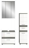 Badm�bel Set 3-teilig Bailey in wei� Hochglanz und Rauchsilber grau Badkombination 110 x 191 cm