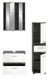 Badm�bel Set 3-teilig Bailey in wei� Hochglanz und Rauchsilber grau Badkombination 110 x 191 cm