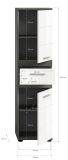 Badm�bel Set 4-teilig Bailey in wei� Hochglanz und Rauchsilber grau Badkombination 160 x 191 cm