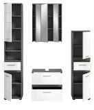 Badm�bel Set 4-teilig Bailey in wei� Hochglanz und Rauchsilber grau Badkombination 160 x 191 cm