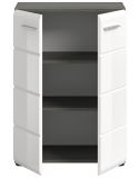 Kommode Rumba in wei� Hochglanz und Rauchsilber grau Sideboard 60 x 85 cm