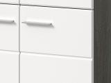 Kommode Rumba in wei� Hochglanz und Rauchsilber grau Sideboard 80 x 85 cm