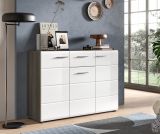 Sideboard Rumba in wei� Hochglanz und Rauchsilber grau Kommode 120 x 85 cm