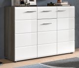 Sideboard Rumba in wei� Hochglanz und Rauchsilber grau Kommode 120 x 85 cm