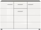 Sideboard Rumba in wei� Hochglanz und Rauchsilber grau Kommode 120 x 85 cm