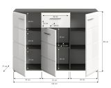 Sideboard Rumba in wei� Hochglanz und Rauchsilber grau Kommode 120 x 85 cm
