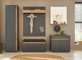 Schuhschrank Center in grau matt und Wotan Eiche Flurschrank 50 x 200 cm