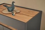 Schuhschrank Center in grau matt und Wotan Eiche Flurkommode 80 x 70 cm