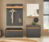 Schuhschrank Center in grau matt und Wotan Eiche Flurkommode 80 x 70 cm